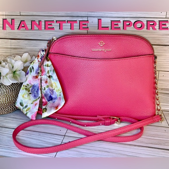 Nanette Lepore Handbags - Nanette Lepore Pink Crossbody Handbag With Floral Ribbon